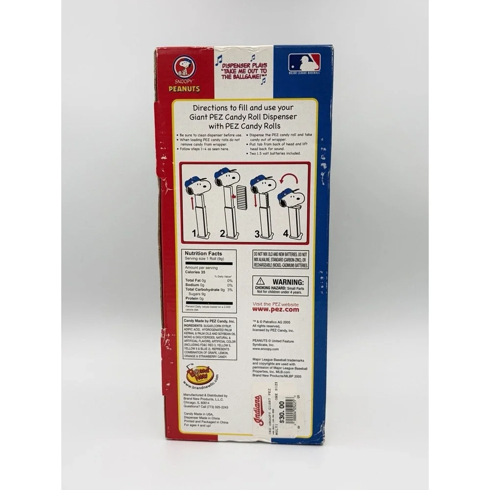 Snoopy Cleveland Indians Giant PEZ Dispenser Musical Chief Wahoo Vintage 2005